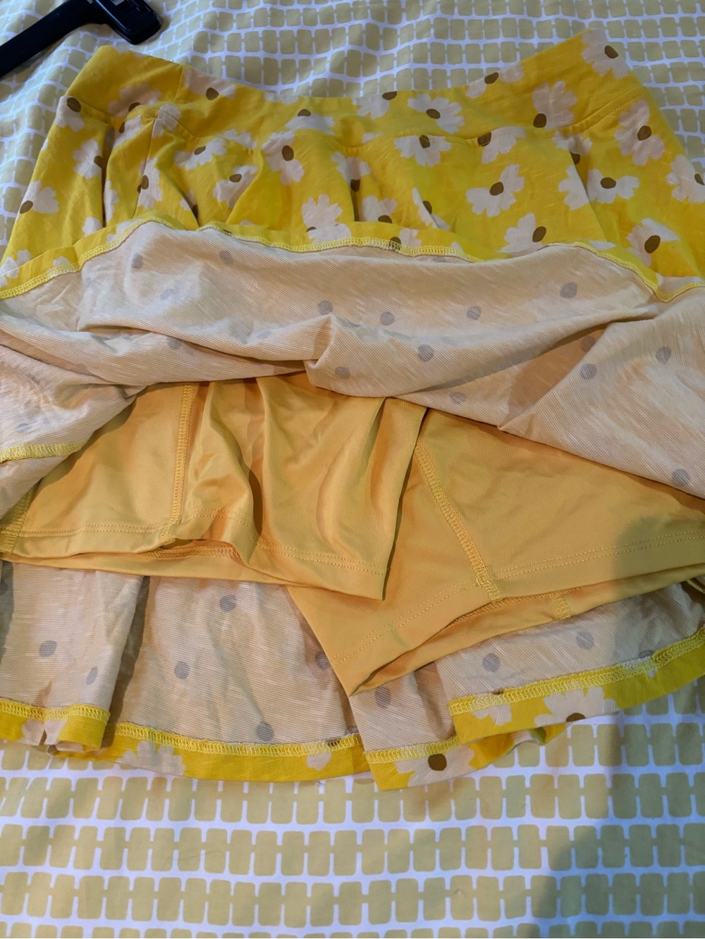 Toad&Co Yellow Floral Dot Skort with Brown Accents - Picture 7 of 9